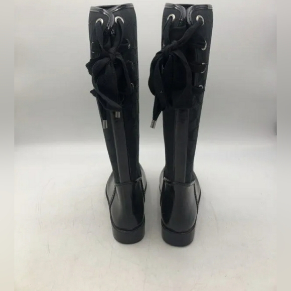 Coach Designer Black 'C' Logo Print 'Tristee' Rain Boots - Size Women's 6 - Picture 3 of 6